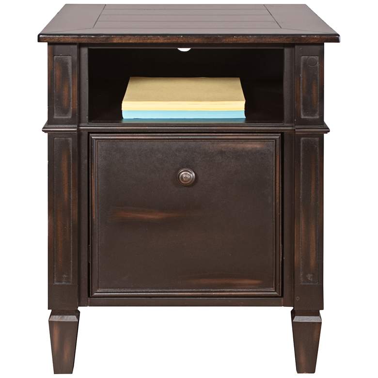 Image 1 Navarro Two-Toned Aged Clove 1-Drawer Wood File Cabinet
