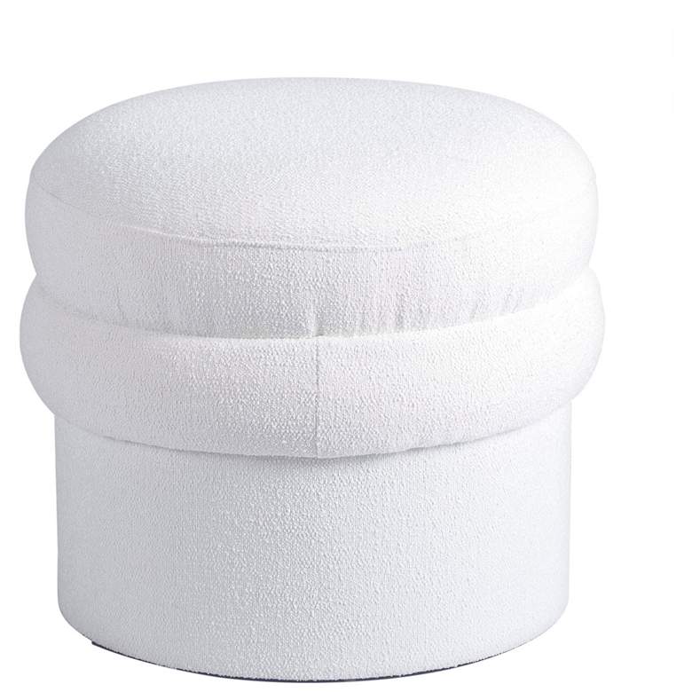 Image 1 Naveen 19.5" Wide Cream Boucle Upholstered Ottoman