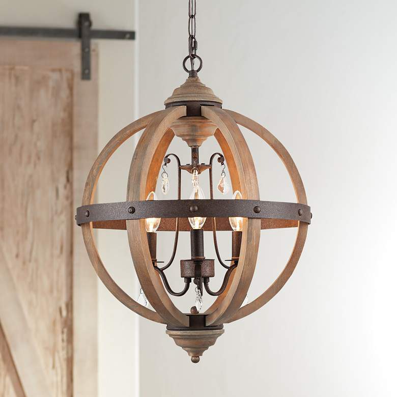 Image 1 Navejo 15 1/2" Wide Bronze 3-Light Orb Chandelier