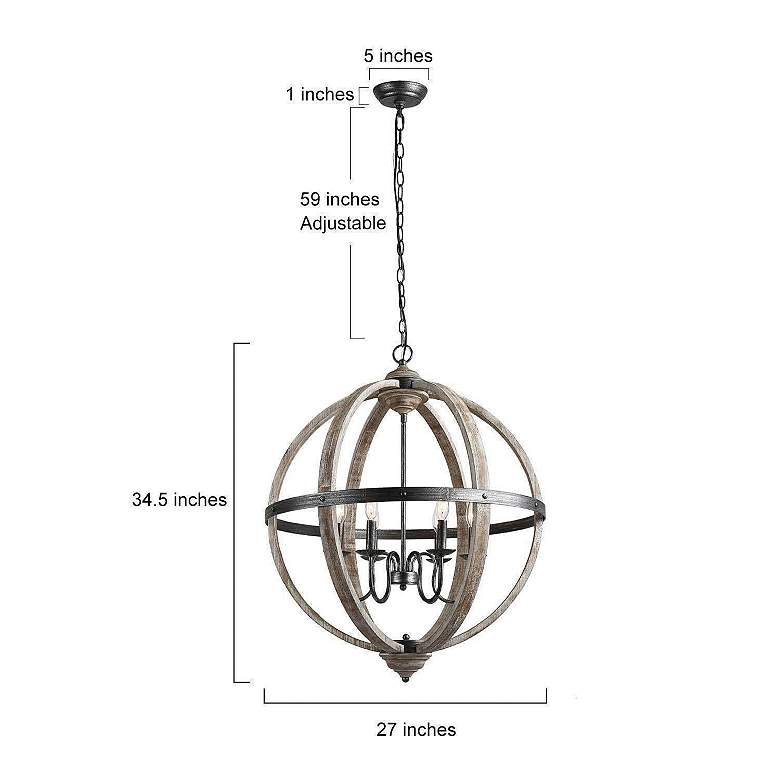 Image 7 Navejo 27 inch Wide Antique Wood 6-Light Globe Chandelier more views