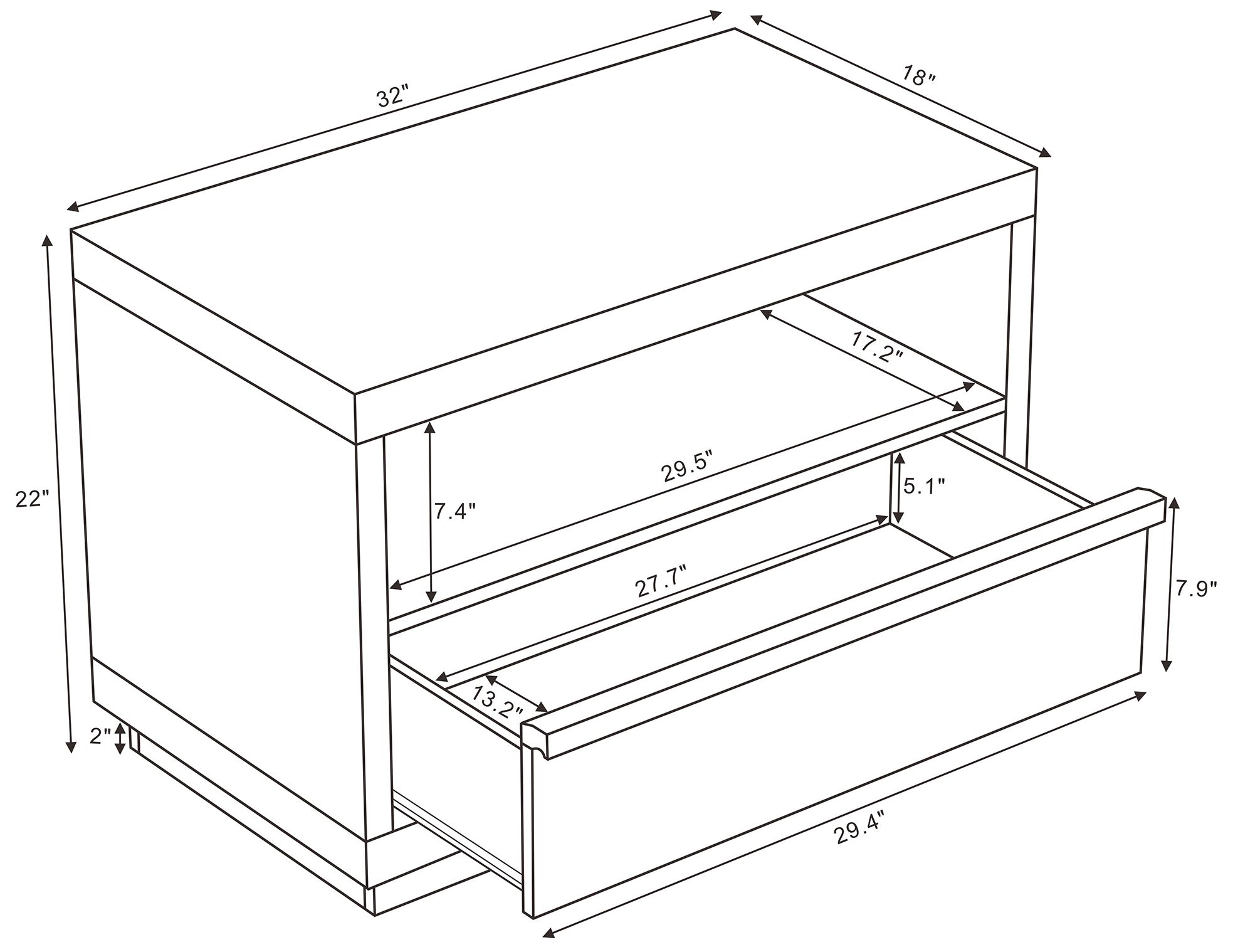 Image 4 Navis Contemporary 32" Nightstand in Charcoal Gray (1-Drawer) more views