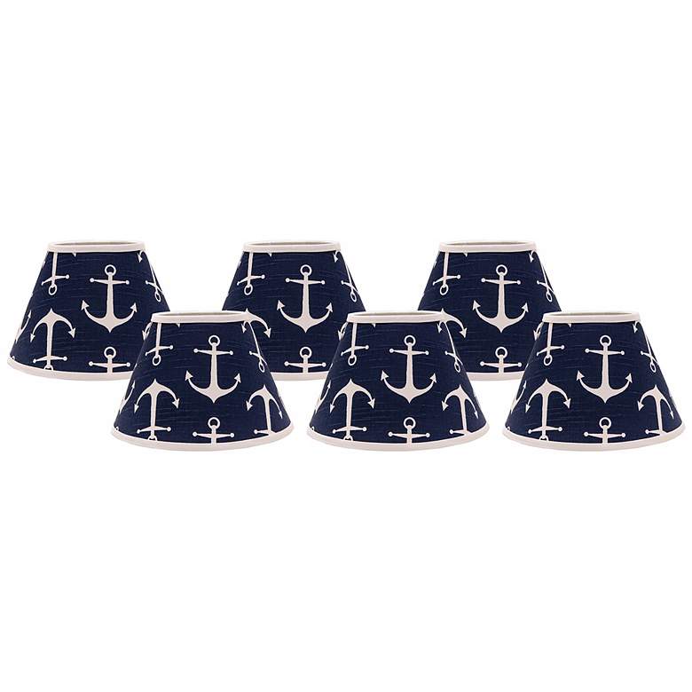 Image 1 Navy Anchors Aweigh 4x6x5.25 Shade Set of 6 (Clip-On)