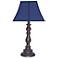 Navy Blue Shade with Brown Candlestick Base Table Lamp
