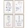 Navy Botanicals 15"W x 21"H Framed Art Set of 4