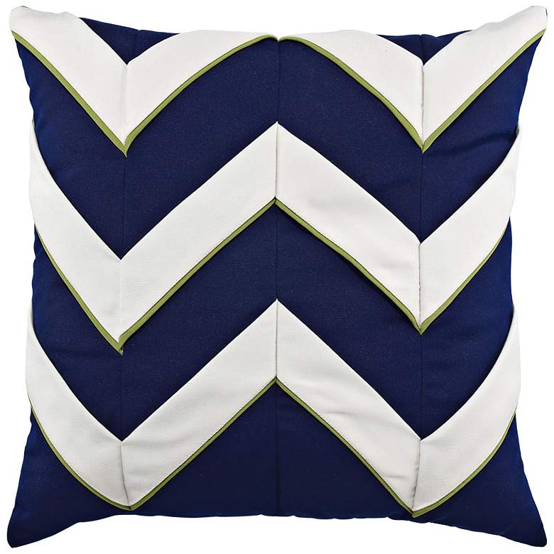 Image 1 Navy Cruise Chevron 20 inch Square Indoor-Outdoor Pillow