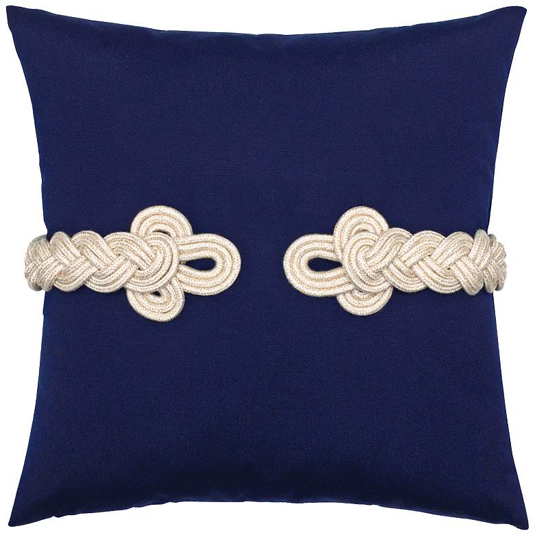 Image 1 Navy Frog&#39;s Clasp 19 inch Square Indoor-Outdoor Pillow