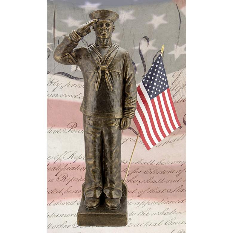 Image 1 Navy Sailor Uniform - African American 30"H Bronze Statue
