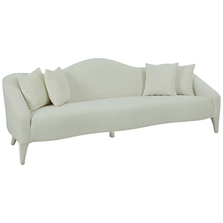 Image 1 Naya 96 inch Wide Cream Velvet Sofa with Throw Pillows