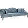 Naya 96" Wide Sea Blue Velvet Sofa with Throw Pillows