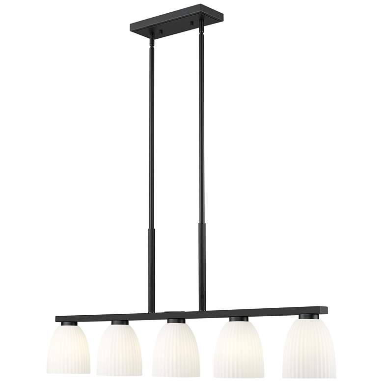 Image 1 Naya by Z-Lite Matte Black 5 Light Linear Chandelier