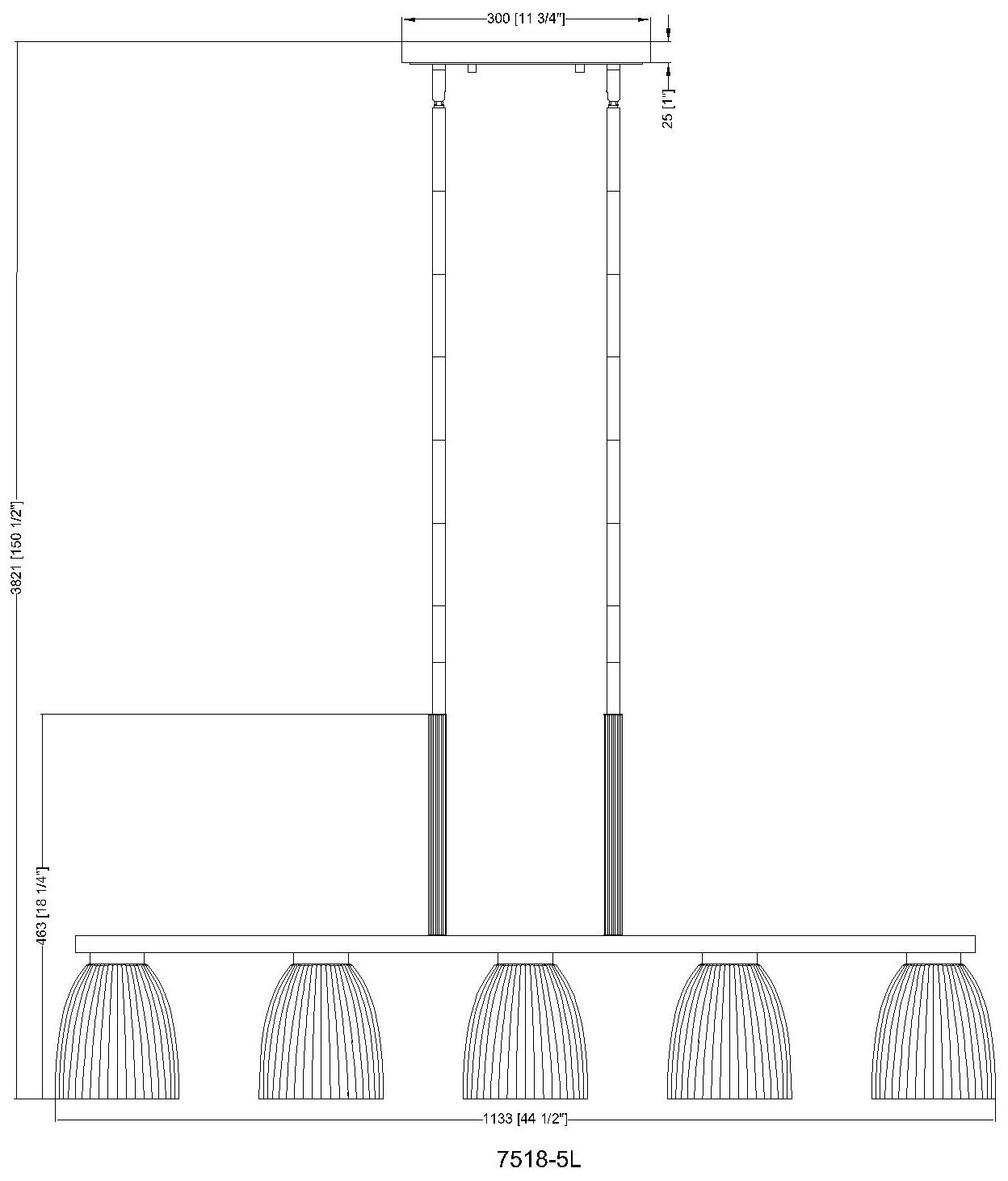 Naya by Z-Lite Matte Black 5 Light Linear Chandelier