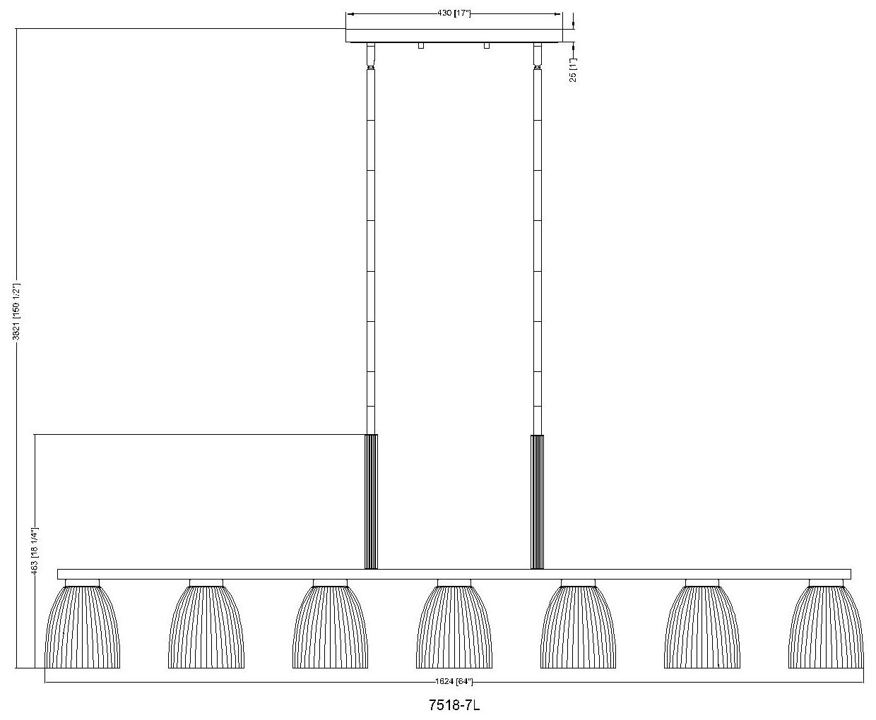 Naya by Z-Lite Modern Gold 7 Light Linear Chandelier