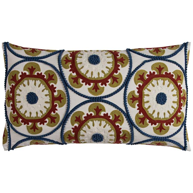 Image 1 Naya Multi-Color Red Medallions 21 inch x 11 inch Throw Pillow