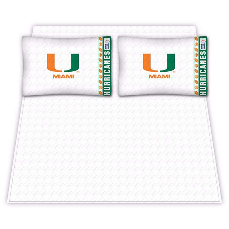 Image 1 NCAA Miami Hurricanes Micro Fiber Queen Sheet Set
