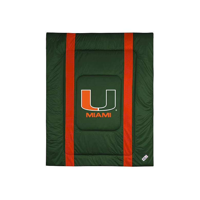 Image 1 NCAA Miami Hurricanes Sidelines Queen Comforter