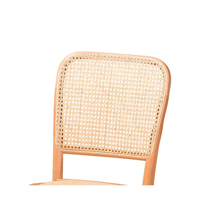Image 3 Neah Beige Woven Rattan Natural Wood Dining Chairs Set of 2 more views