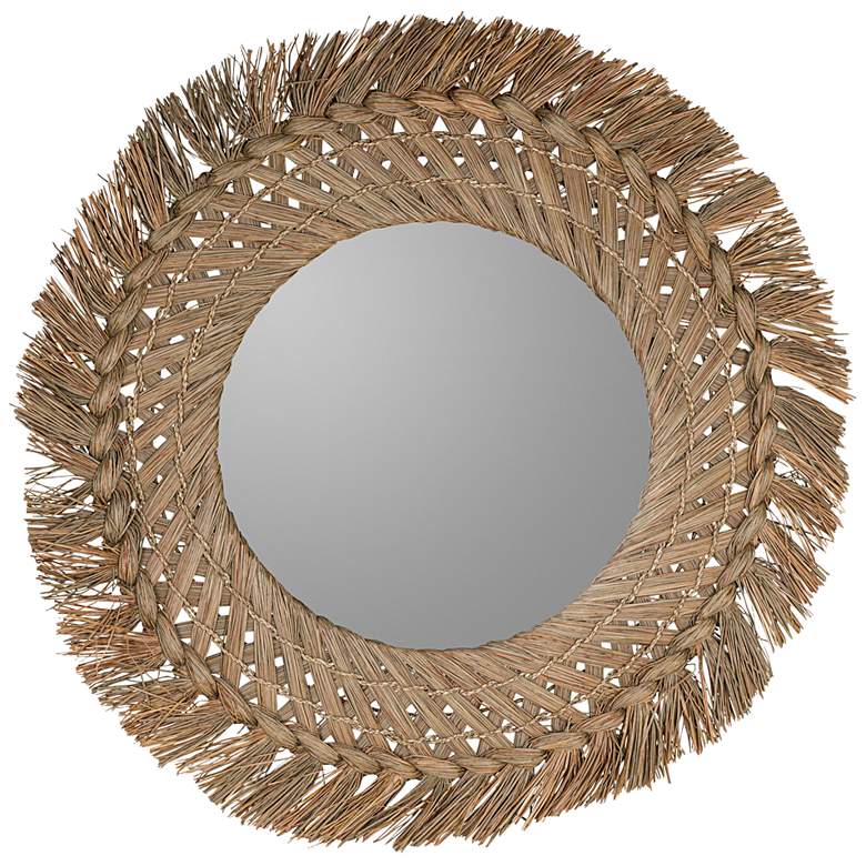 Image 1 Neal Natural Straw 42 1/2 inch Round Oversized Wall Mirror