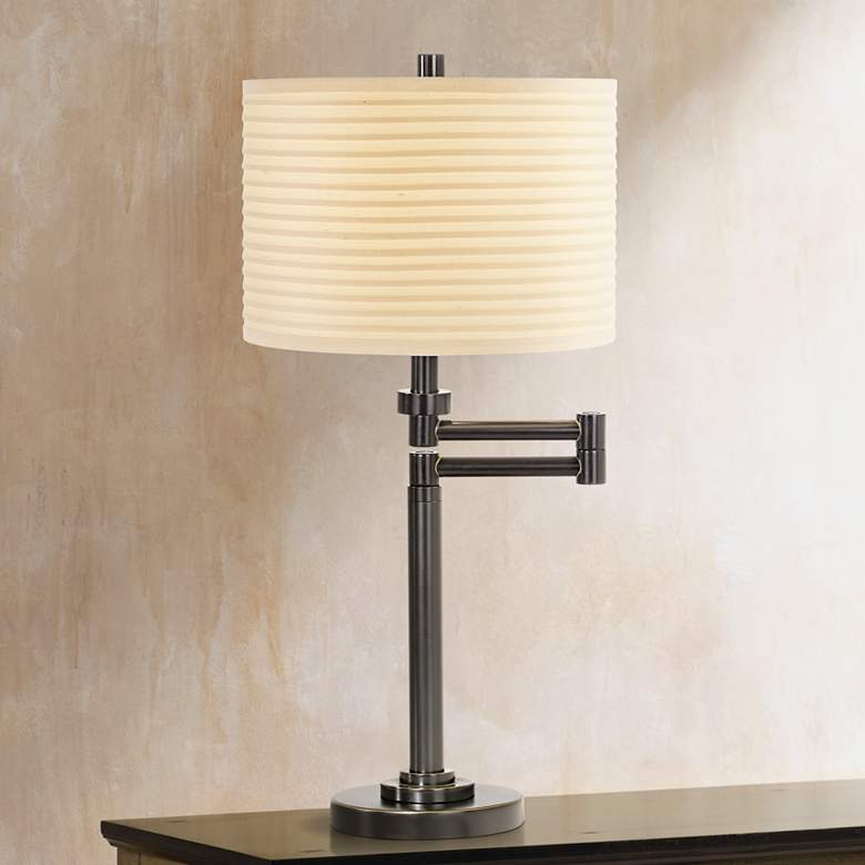 Image 1 Neat Pleat Bronze Swing Arm Desk Lamp