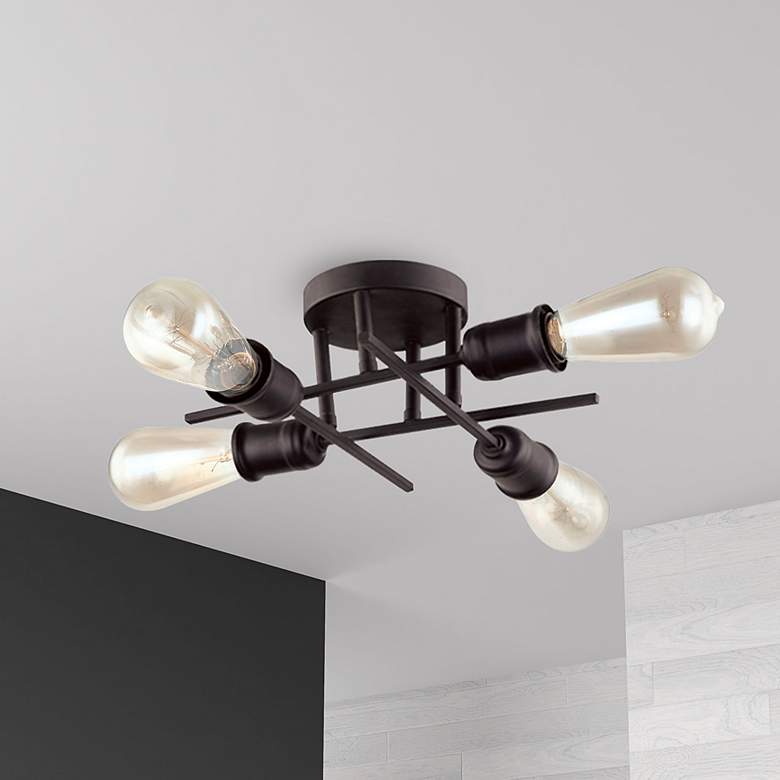 Image 1 Nebraska 15" Wide Espresso 4-Light Ceiling Light