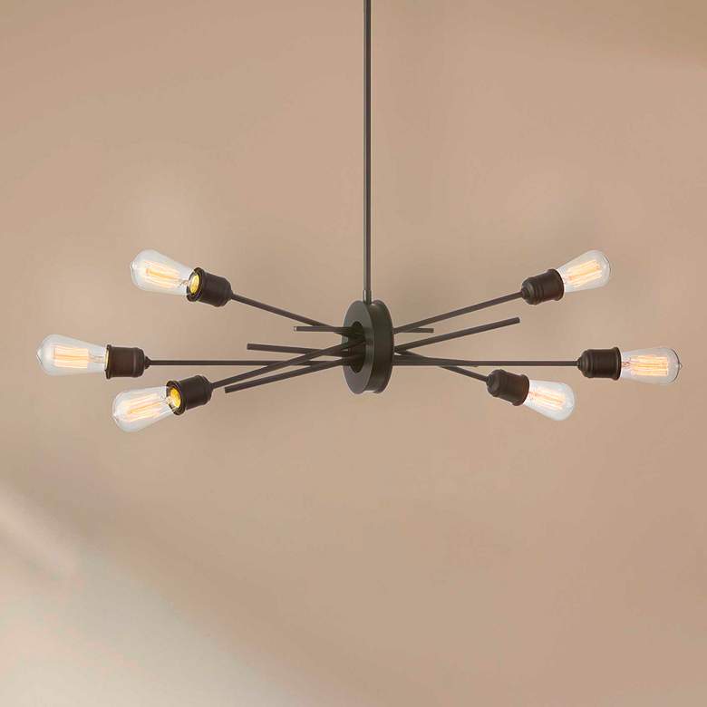 Image 1 Nebraska 16" Wide 6 Light Horizontal Espresso Pendant