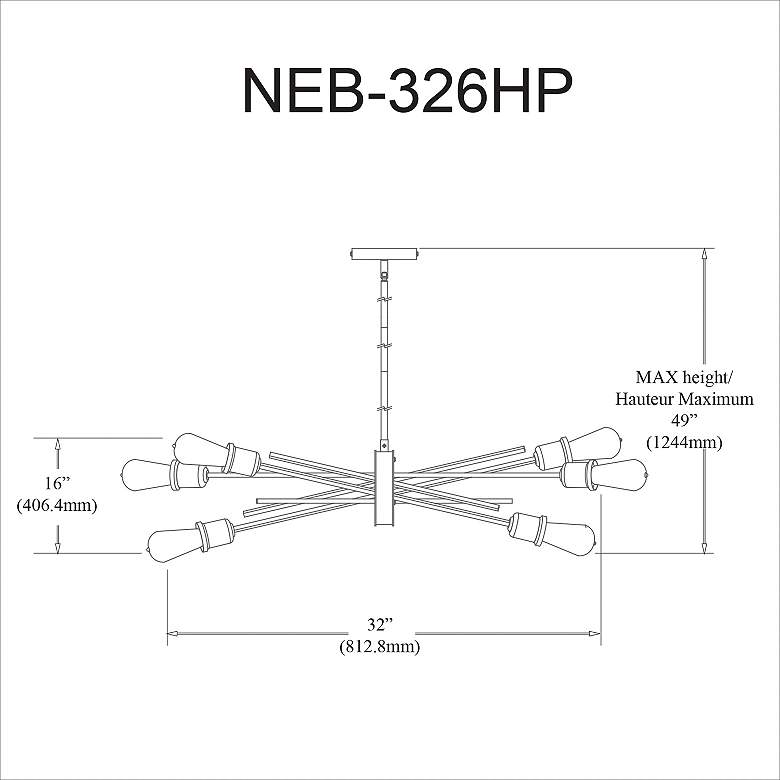 Image 3 Nebraska 16" Wide 6 Light Horizontal Espresso Pendant more views