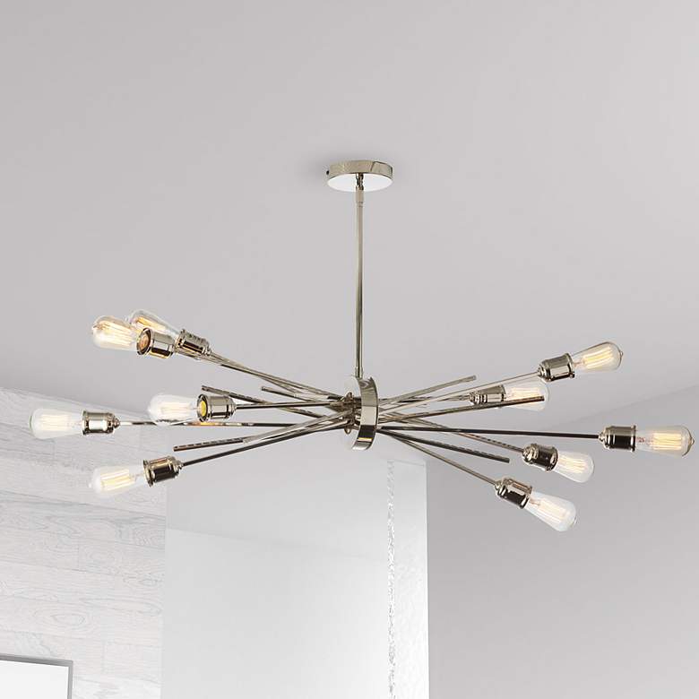 Image 1 Nebraska 17" Wide 10 Light Horizontal Burnished Chrome Pendant