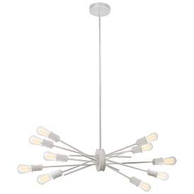 Image1 of Nebraska 17" Wide 10 Light Horizontal Matte White Pendant