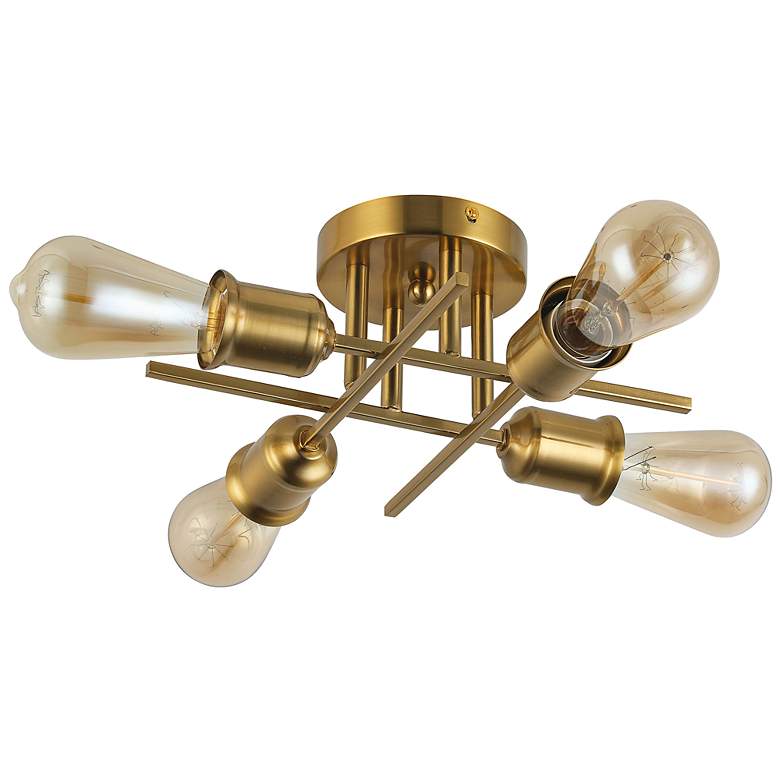Image 4 Nebraska 18" Wide Aged Brass 4-Light Ceiling Light more views