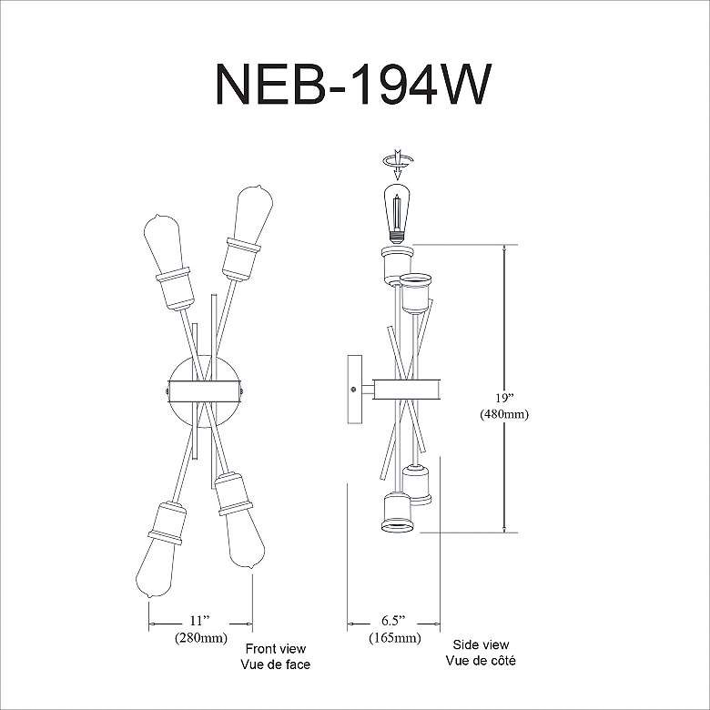 Image 3 Nebraska 19" High Espresso 4-Light Wall Sconce more views
