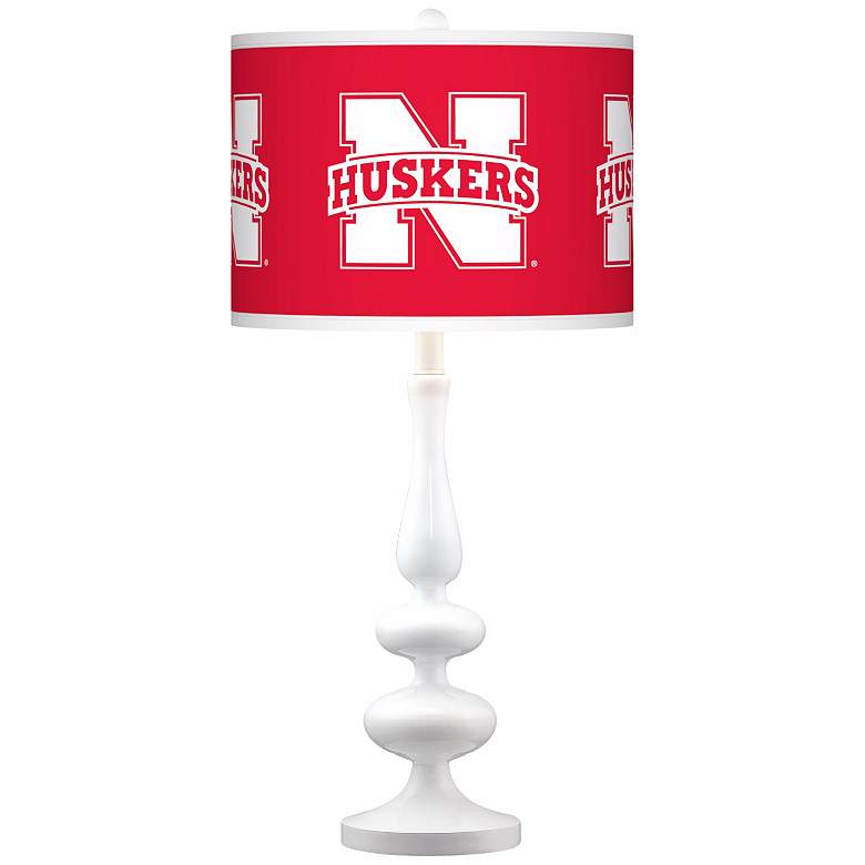 Image 1 Nebraska Huskers Gloss White Table Lamp