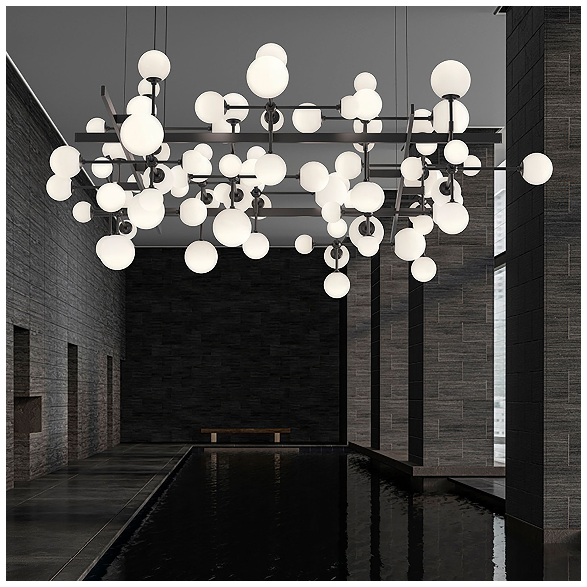 Image 3 Nebula Square 61" Wide LED Chandelier Standard Satin Black 240" C more views