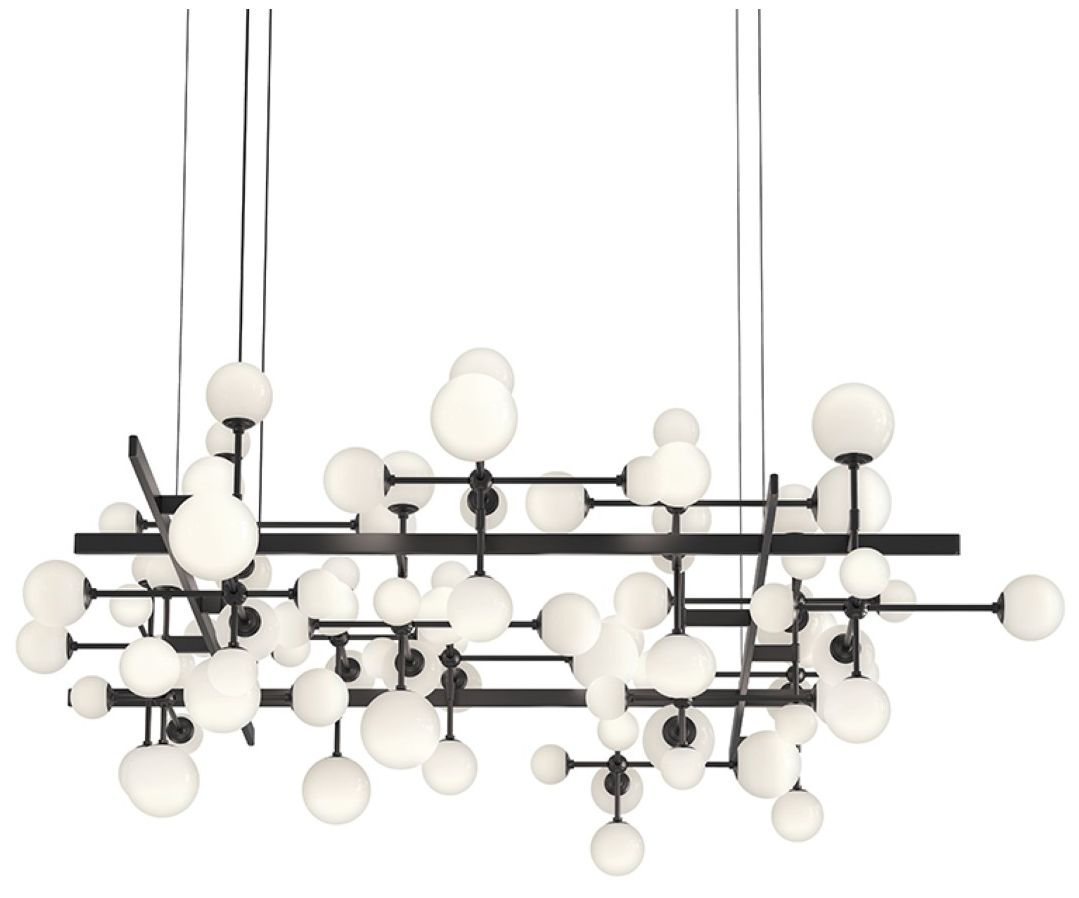 Nebula Square 80" Wide LED Chandelier Large Satin Black 240" Cabl