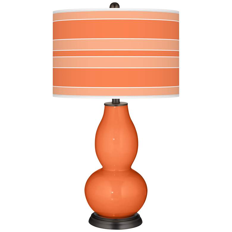 Image 1 Nectarine Bold Stripe Double Gourd Table Lamp