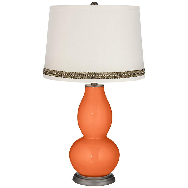 Image 1 Nectarine Double Gourd Table Lamp with Wave Braid Trim