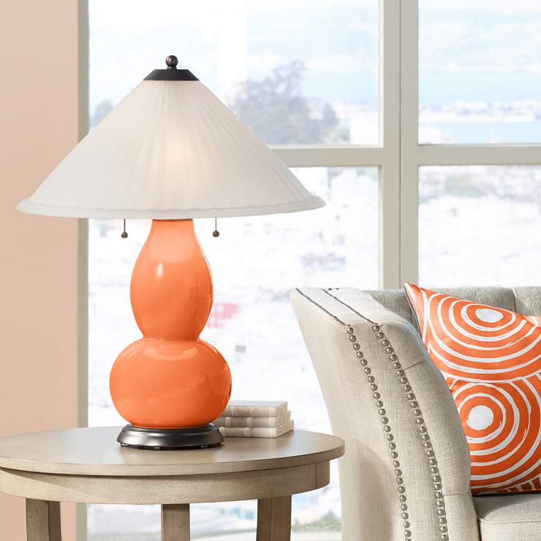 Image 1 Nectarine Fulton Table Lamp with Fluted Glass Shade