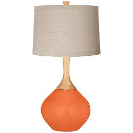 Image1 of Nectarine Natural Linen Drum Shade Wexler Table Lamp