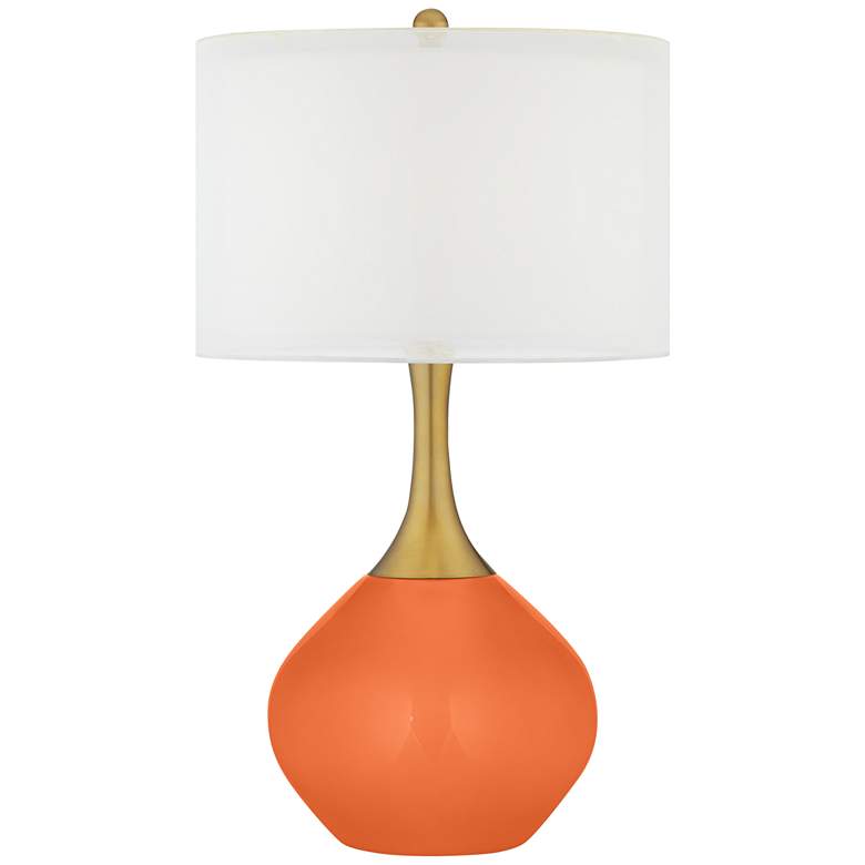 Image 1 Nectarine Orange Nickki Brass Modern Table Lamp
