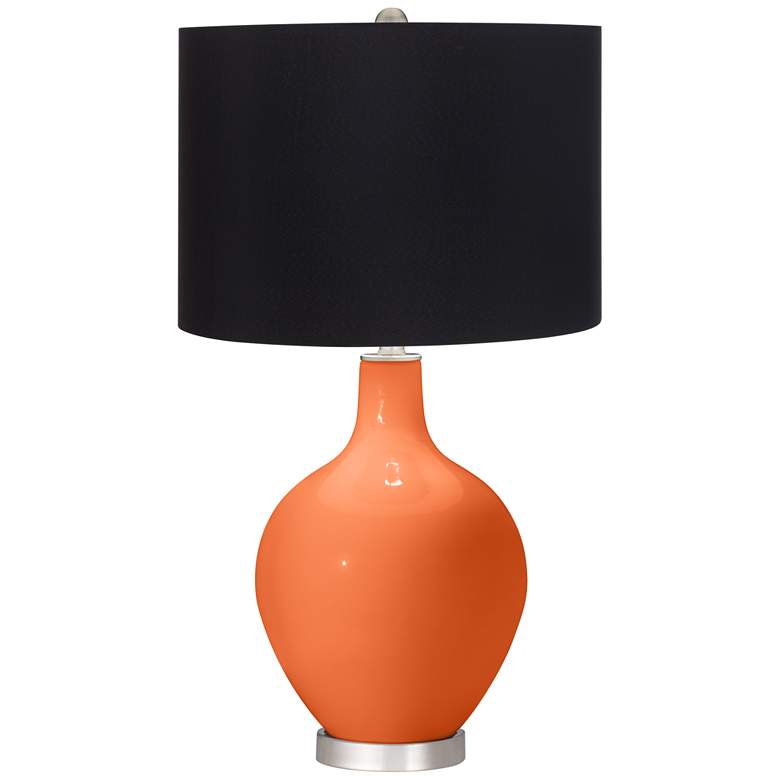 Image 1 Nectarine Orange Ovo Table Lamp with Black Shade