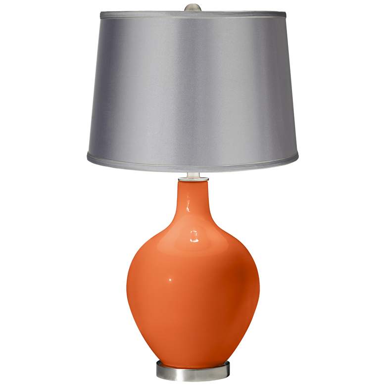 Image 1 Nectarine - Satin Light Gray Shade Ovo Table Lamp