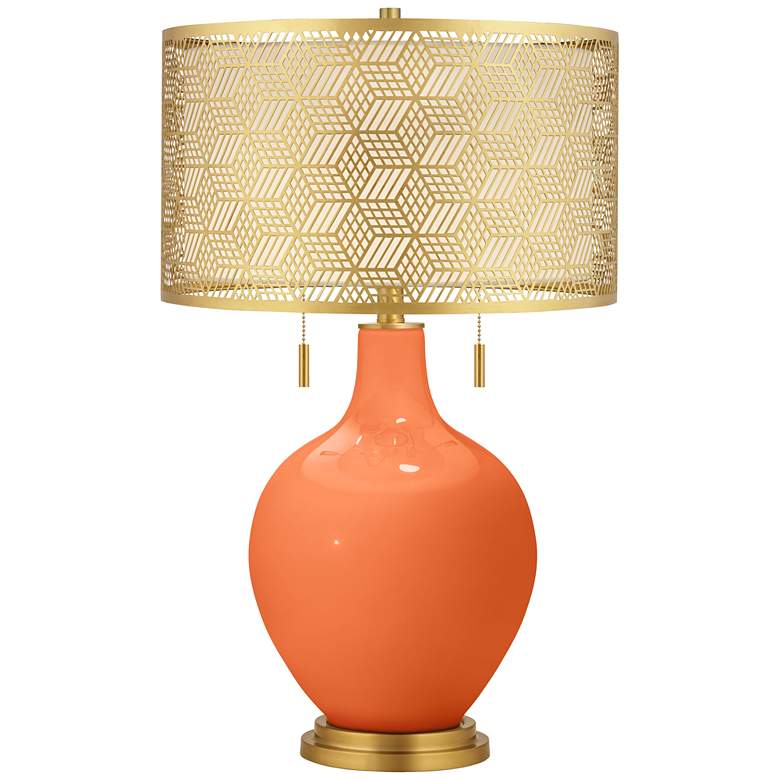 Image 1 Nectarine Toby Brass Metal Shade Table Lamp