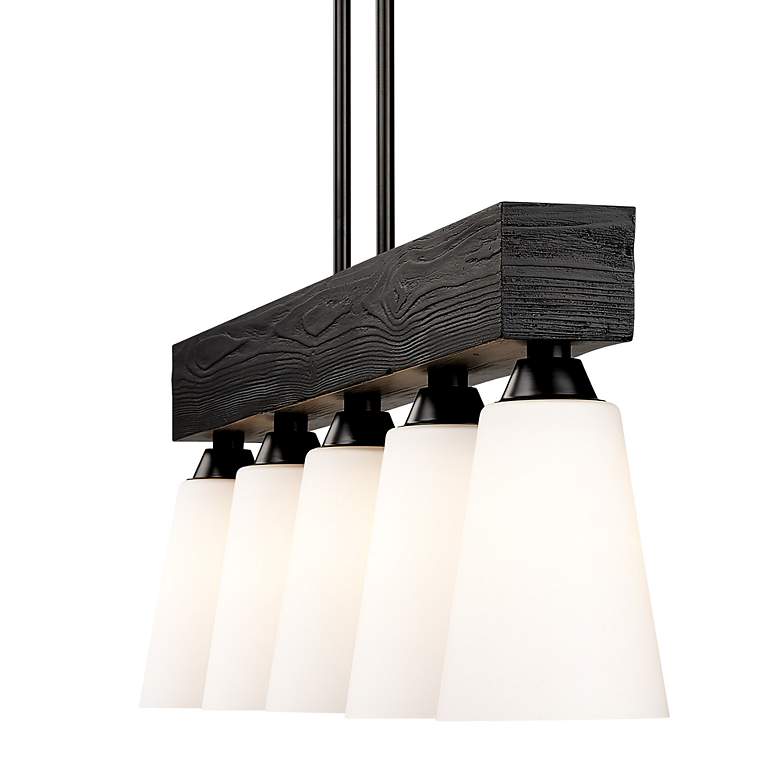 Image 5 Neela 41.625" Wide 5-Light Matte Black Linear Pendant with Opal Glass more views
