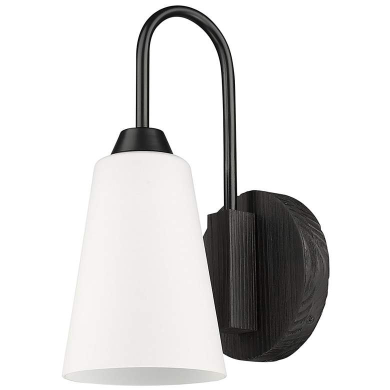 Image 1 Neela 5 7/8 inch Wide 1-Light Matte Black Wall Sconce With Opal Glass