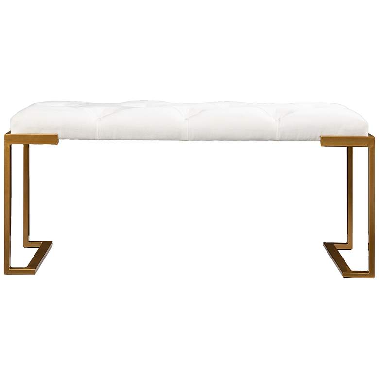 Image 2 Neelana 40 1/2" Wide Modern White Velvet Fabric Banquette Bench