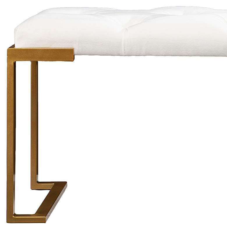 Image 3 Neelana 40 1/2" Wide Modern White Velvet Fabric Banquette Bench more views