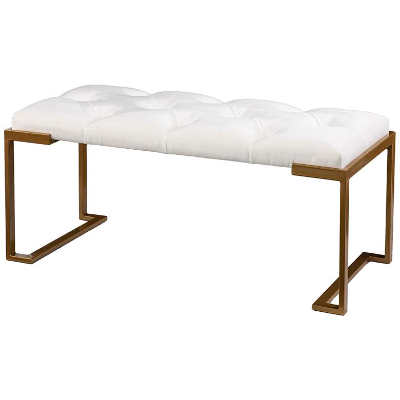 Image 4 Neelana 40 1/2" Wide Modern White Velvet Fabric Banquette Bench more views