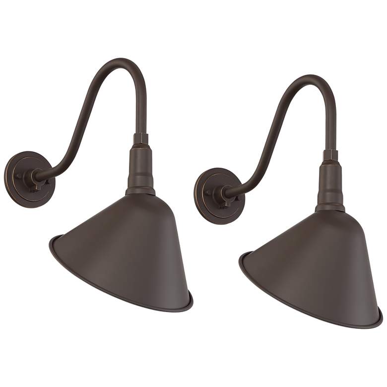 Image 1 Neihart 18 1/4" High Rustic Bronze RLM Outdoor Wall Light Set of 2
