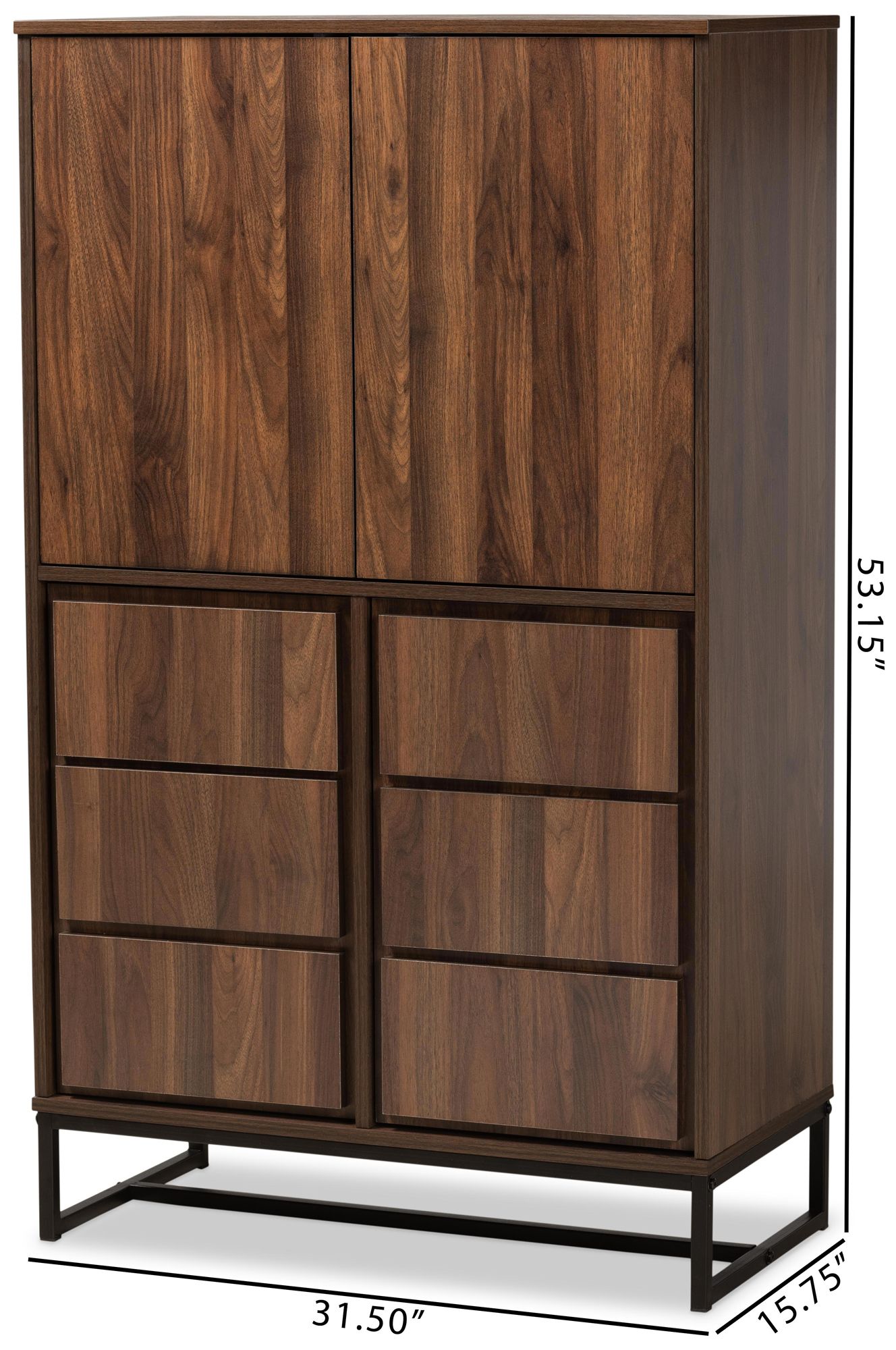 Neil 31 1/2" Wide Walnut Brown Wood 4-Door Sideboard Buffet