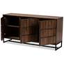 5_Neil 59" Wide Walnut Brown Wood 3-Door Sideboard Buffet more views