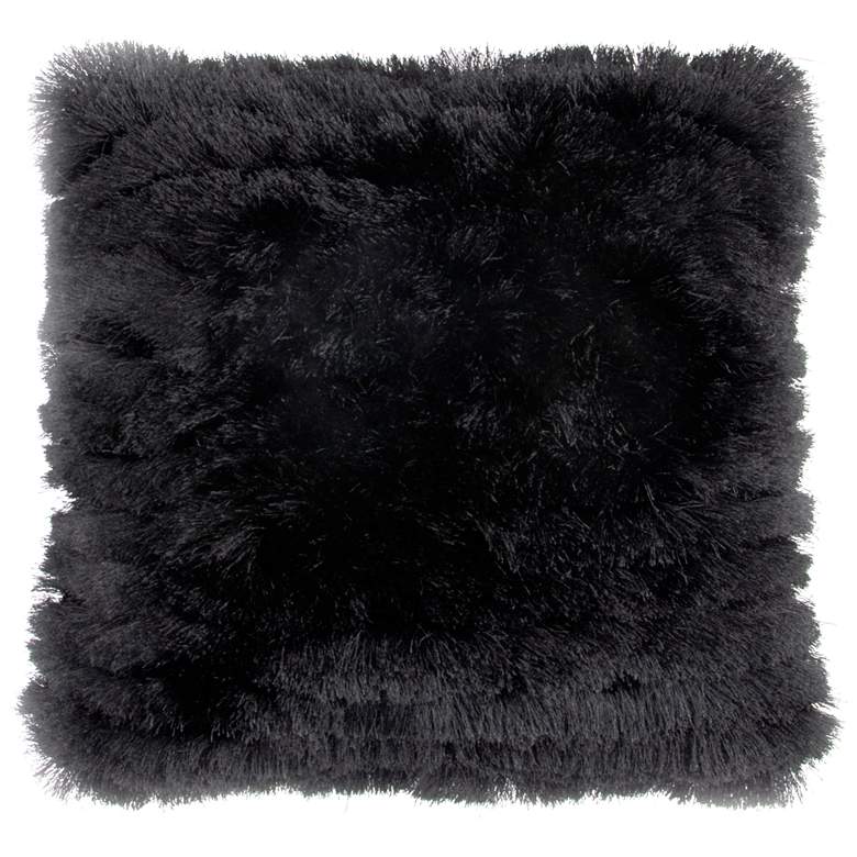 Image 1 Neil Black 20 inch Square Decorative Shag Pillow