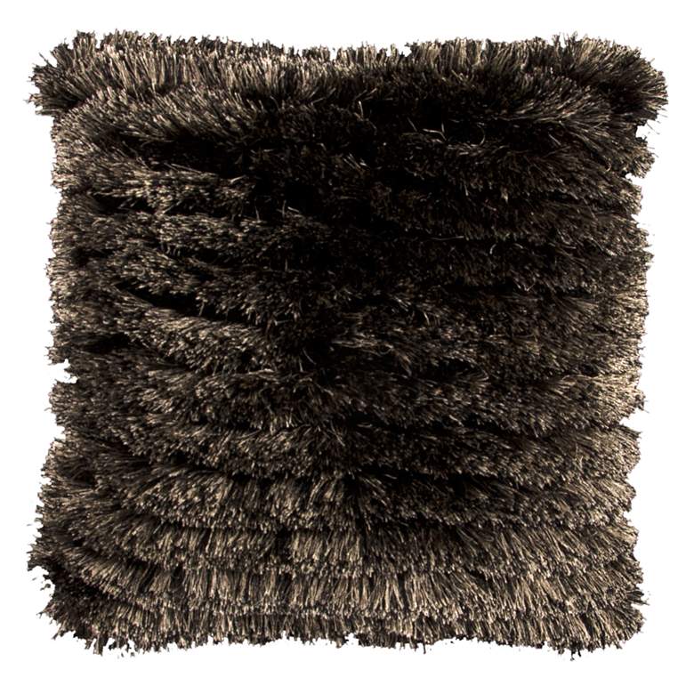 Image 1 Neil Black and Beige 20" Square Decorative Shag Pillow